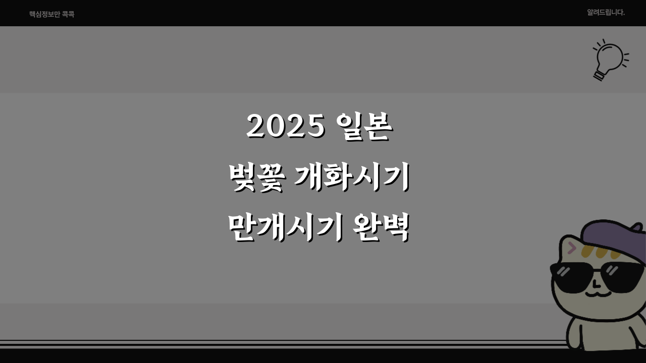 2025 일본 벚꽃 개화시기 만개시기 완벽 가이드!